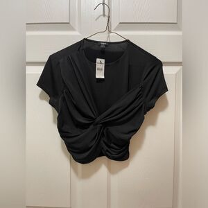 Express Body Contour Women's Cropped Top Blouse Size S Black NWT